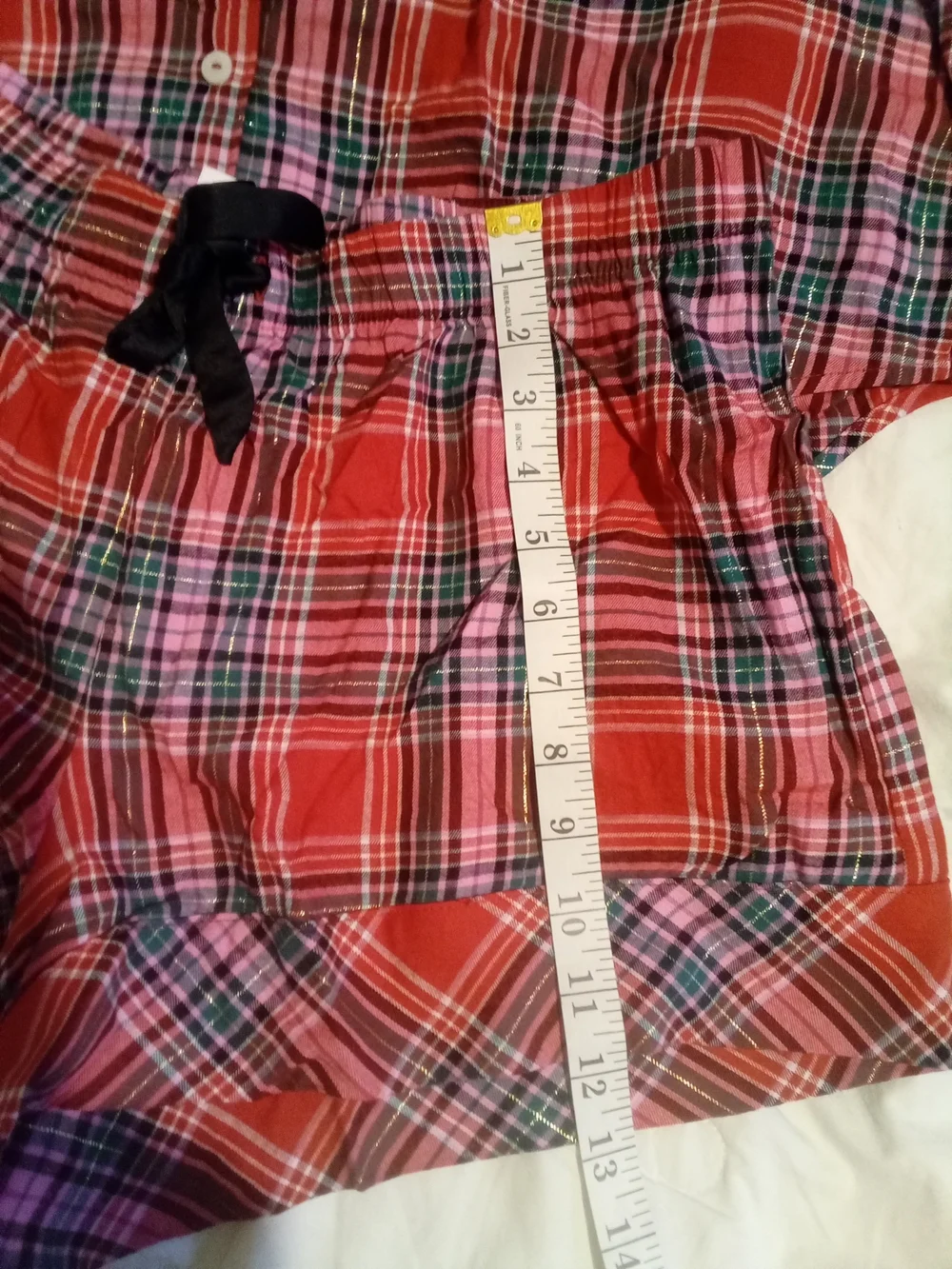 Victoria's Secret Red Plaid Button-Down Shirt and Matching Shorts Set Sz XL